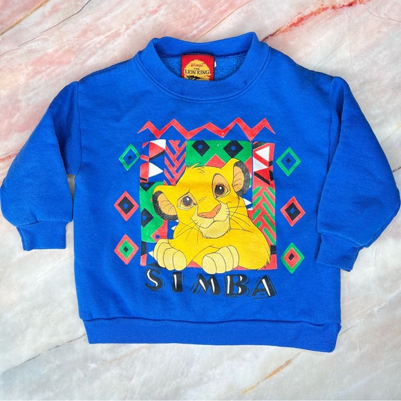 Disney Other - Vintage 90s Blue Simba Lion King Graphic Sweater Toddler 2T